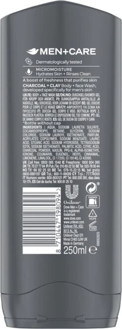 Dove Men+Care Douchegel Man Charcoal & Clay - 6 X 250 Ml - Voordeelverpakking 12 Dove Men+Care Douchegel Man Charcoal & Clay - 6 X 250 Ml - Voordeelverpakking -Verzorgingsproducten 445x1200 2