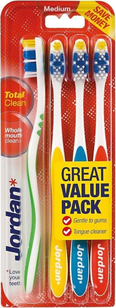 Jordan - Total Clean Tandenborstels Medium - 4 Stuks 4 Jordan - Total Clean Tandenborstels Medium - 4 Stuks - Afbeelding 4