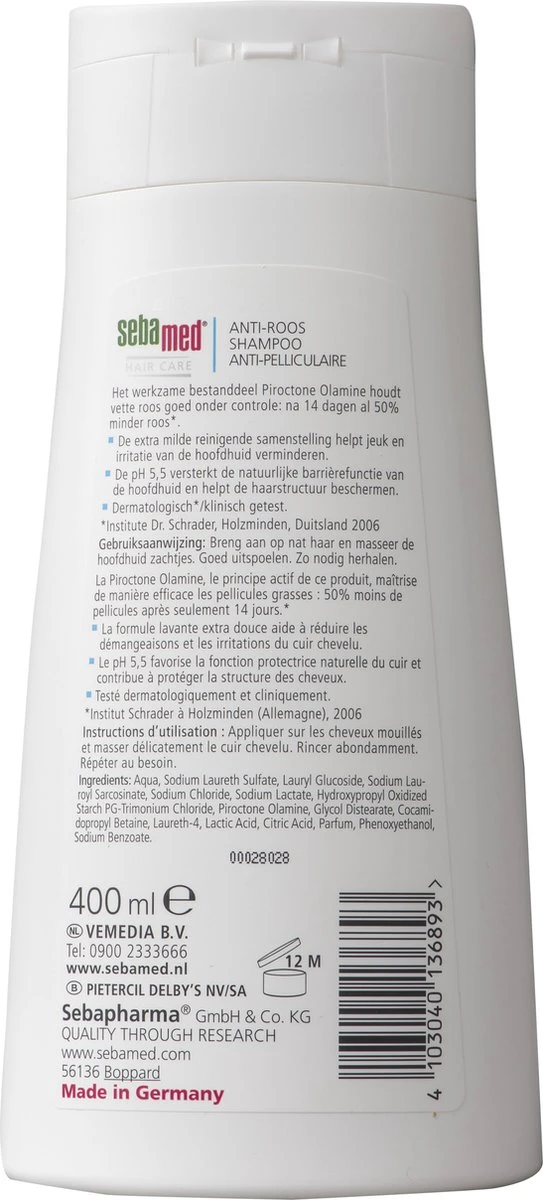 Sebamed Anti-Roos Shampoo - 400 Ml 6 Sebamed Anti-Roos Shampoo - 400 Ml - Afbeelding 6