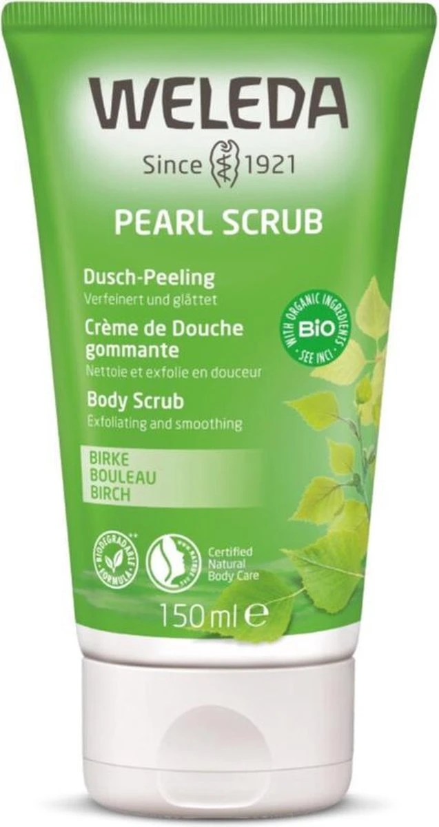 Weleda Berken Pearl Scrub Douchecrème 1 Weleda Berken Pearl Scrub Douchecrème