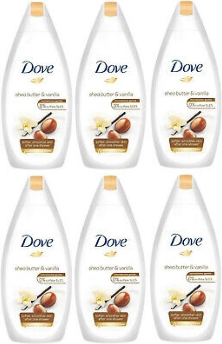 Dove Purely Pampering Sheabutter & Vanille Douchecrème - 6 X 500 Ml 2 Dove Purely Pampering Sheabutter & Vanille Douchecrème - 6 X 500 Ml - Afbeelding 2