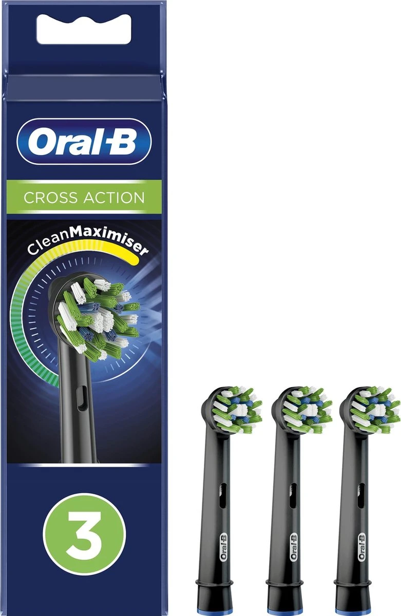 Oral B Oral-B CrossAction - Met CleanMaximiser-technologie - Opzetborstels - Zwart - 3 Stuks 1 Oral B Oral-B CrossAction - Met CleanMaximiser-technologie - Opzetborstels - Zwart - 3 Stuks