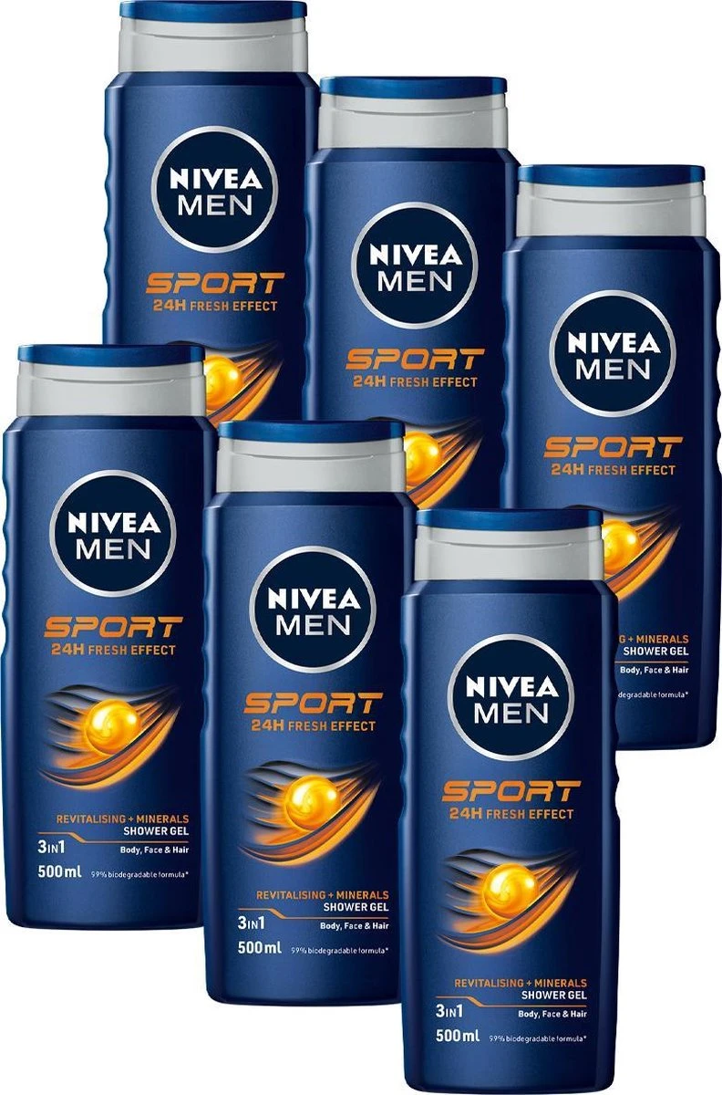 NIVEA MEN Sport - 6 X 500 Ml - Voordeelverpakking - Douchegel 1 NIVEA MEN Sport - 6 X 500 Ml - Voordeelverpakking - Douchegel