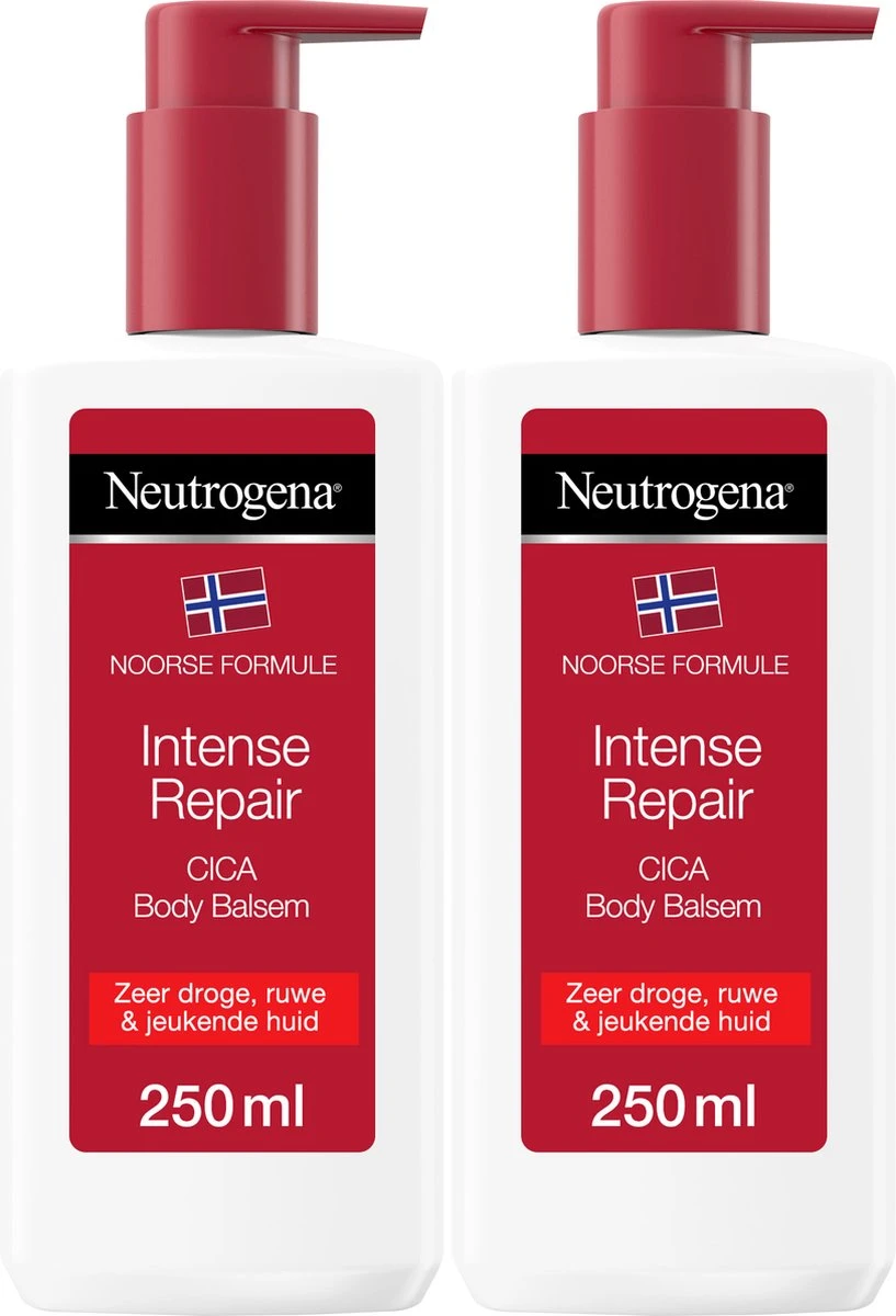 Neutrogena Intense Repair, Intensief Herstellende CICA Body Balsem, Noorse Formule, Hydraterende Bodylotion Voor De Zeer Droge, Ruwe En Jeukende Huid 2 X 250 Ml 2 Neutrogena Intense Repair, Intensief Herstellende CICA Body Balsem, Noorse Formule, Hydraterende Bodylotion Voor De Zeer Droge, Ruwe En Jeukende Huid 2 X 250 Ml - Afbeelding 2