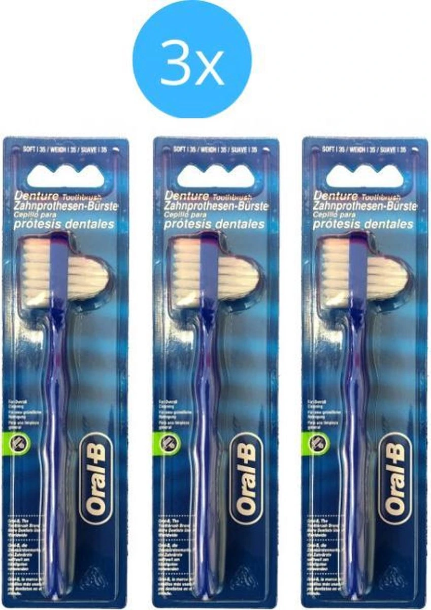 Oral B Oral-B Protheseborstel - 3 Stuks - Voordeelverpakking 1 Oral B Oral-B Protheseborstel - 3 Stuks - Voordeelverpakking