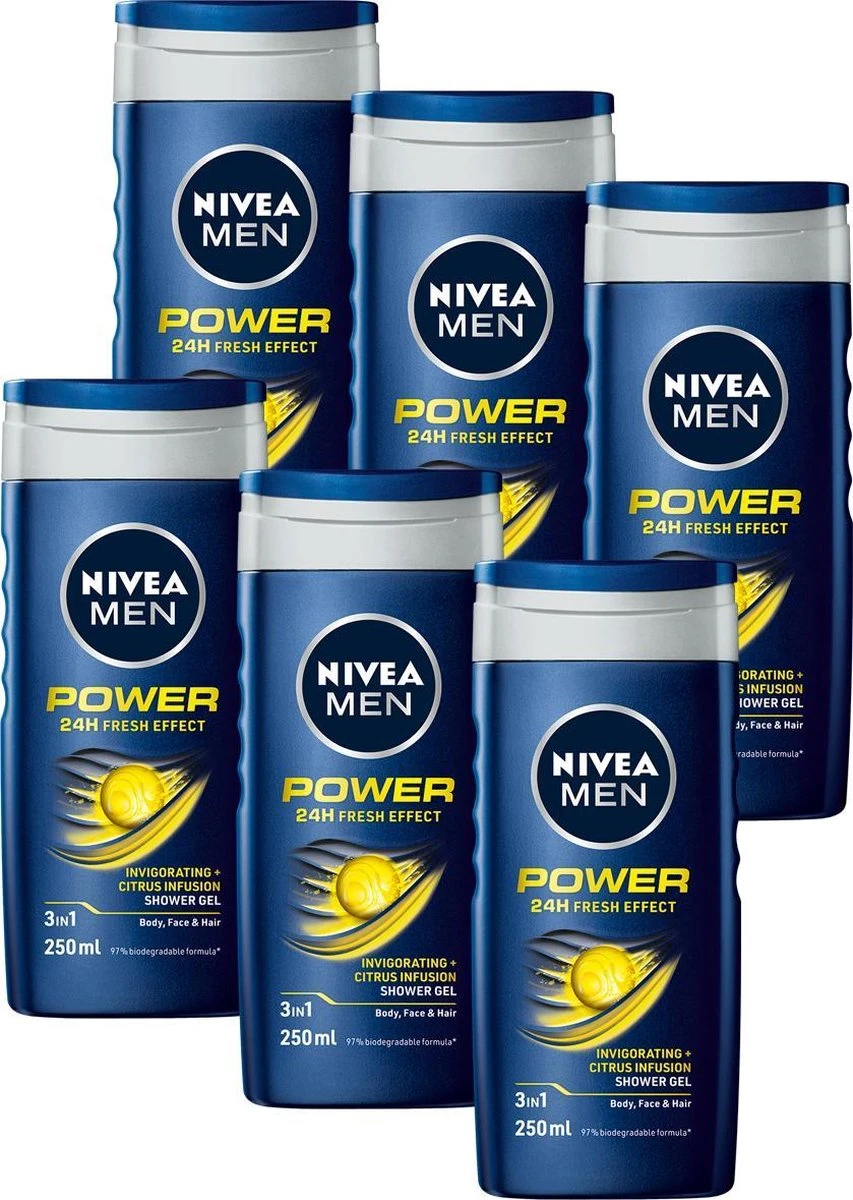 NIVEA MEN Power Refresh - 6x 250 Ml - Voordeelverpakking - Douchegel 1 NIVEA MEN Power Refresh - 6x 250 Ml - Voordeelverpakking - Douchegel