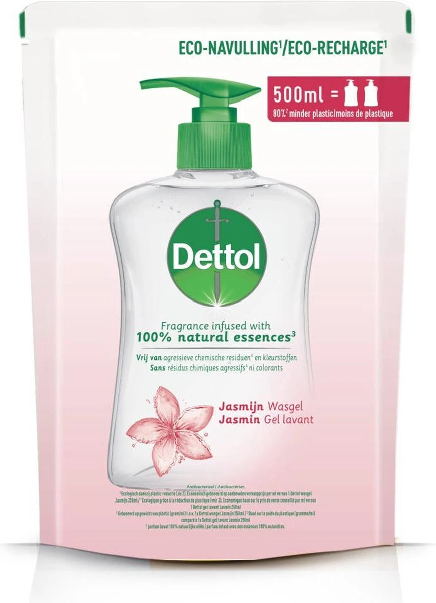 Dettol - Handzeep Navulling - Antibacterieel - Jasmijn - 100% Natuurlijke Oliën - 2 X 500ml 2 Dettol - Handzeep Navulling - Antibacterieel - Jasmijn - 100% Natuurlijke Oliën - 2 X 500ml - Afbeelding 2