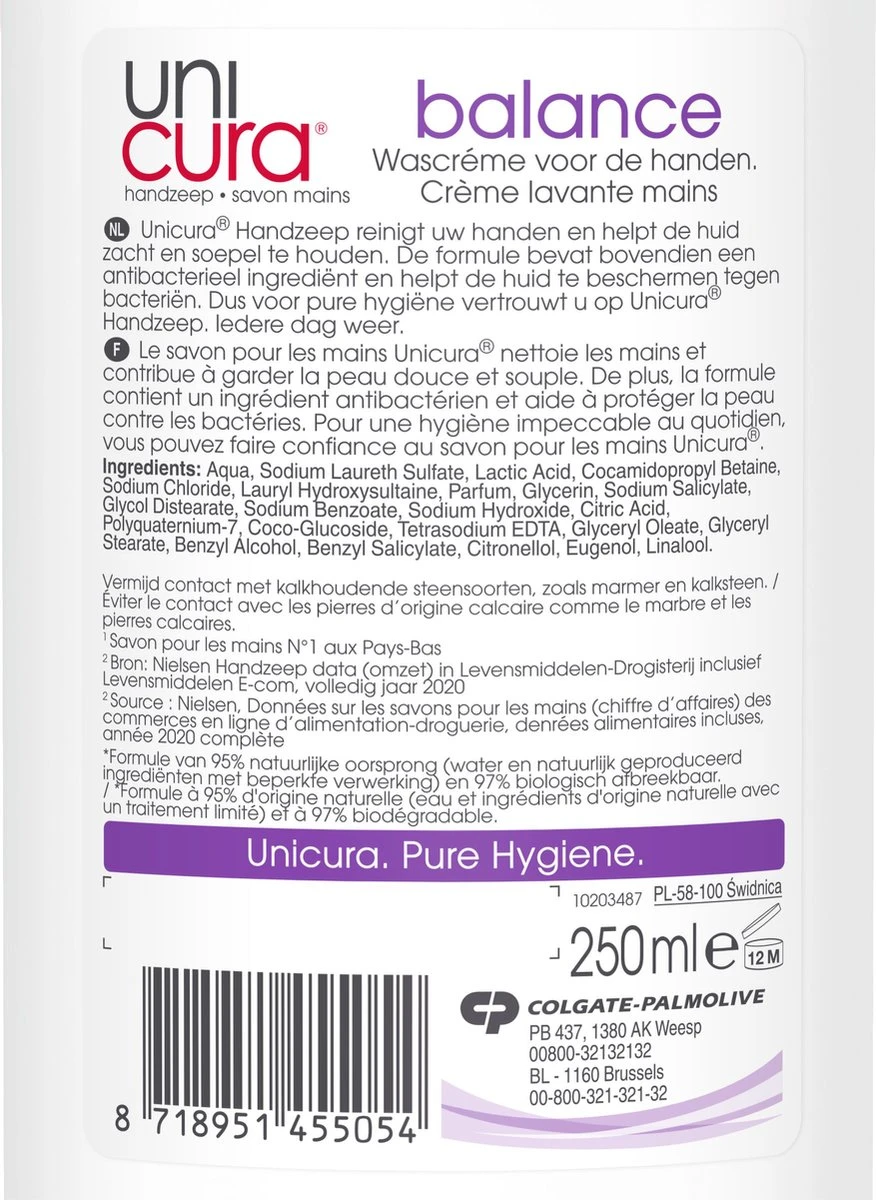 Unicura Balans Antibacteriële Vloeibare Handzeep - 6 X 250 Ml - Voordeelverpakking 6 Unicura Balans Antibacteriële Vloeibare Handzeep - 6 X 250 Ml - Voordeelverpakking - Afbeelding 6