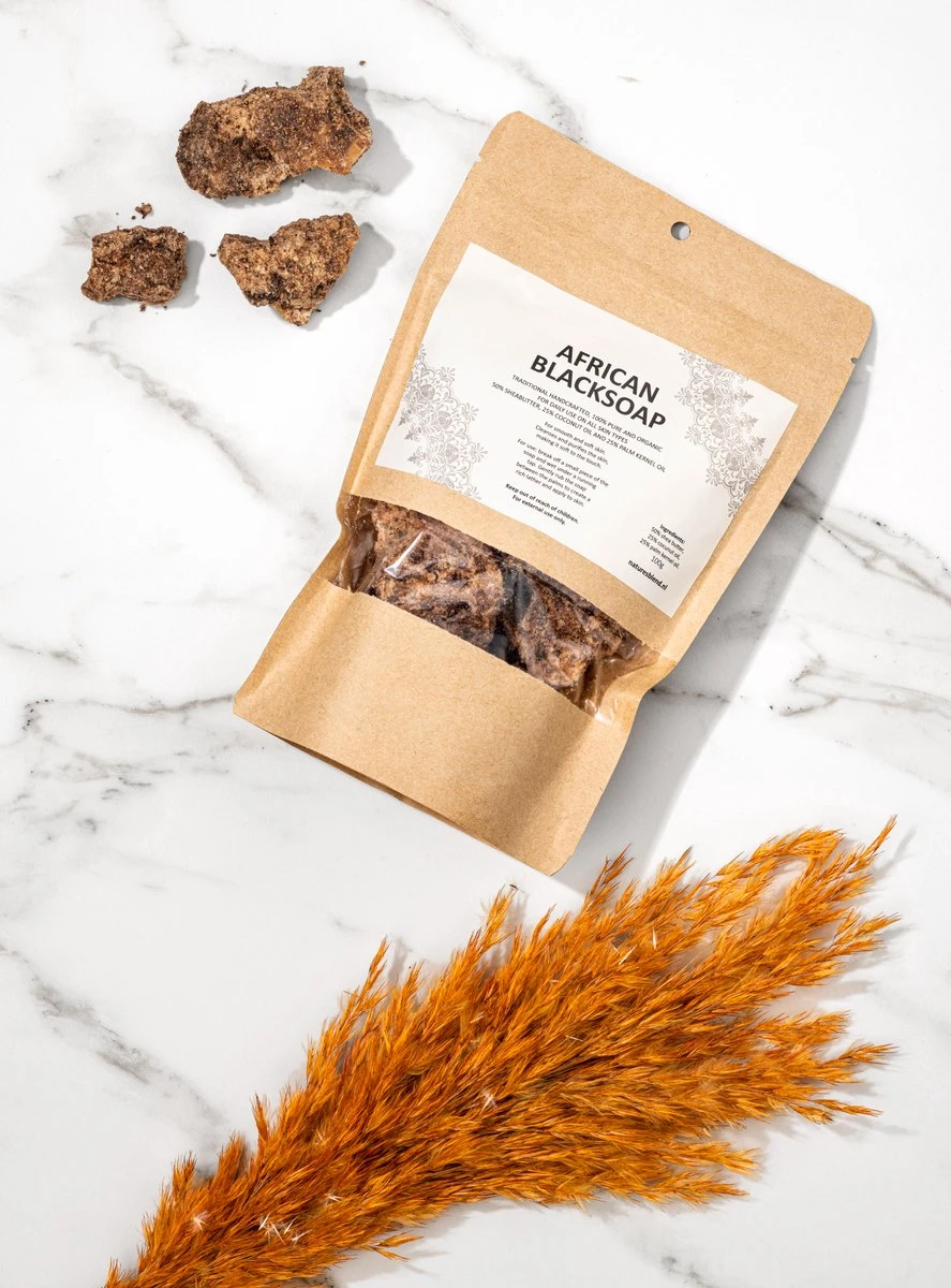 Nature's Blend African Black Soap - Zeep Puur - Biologisch - 100 Gram 5 Nature's Blend African Black Soap - Zeep Puur - Biologisch - 100 Gram - Afbeelding 5