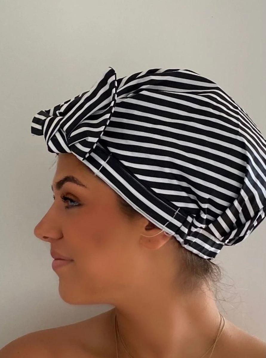 Douchemuts DE MOOISTE -Shower Cap -Black White -Droog Haar -DOUCHEKAPJE 1 STUKS 2 Douchemuts DE MOOISTE -Shower Cap -Black White -Droog Haar -DOUCHEKAPJE 1 STUKS - Afbeelding 2