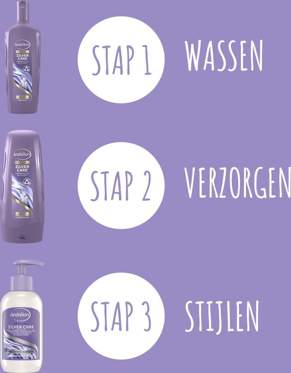 Andrélon Shampoo Zilver Care - 6 X 300 Ml - Voordeelverpakking 4 Andrélon Shampoo Zilver Care - 6 X 300 Ml - Voordeelverpakking - Afbeelding 4