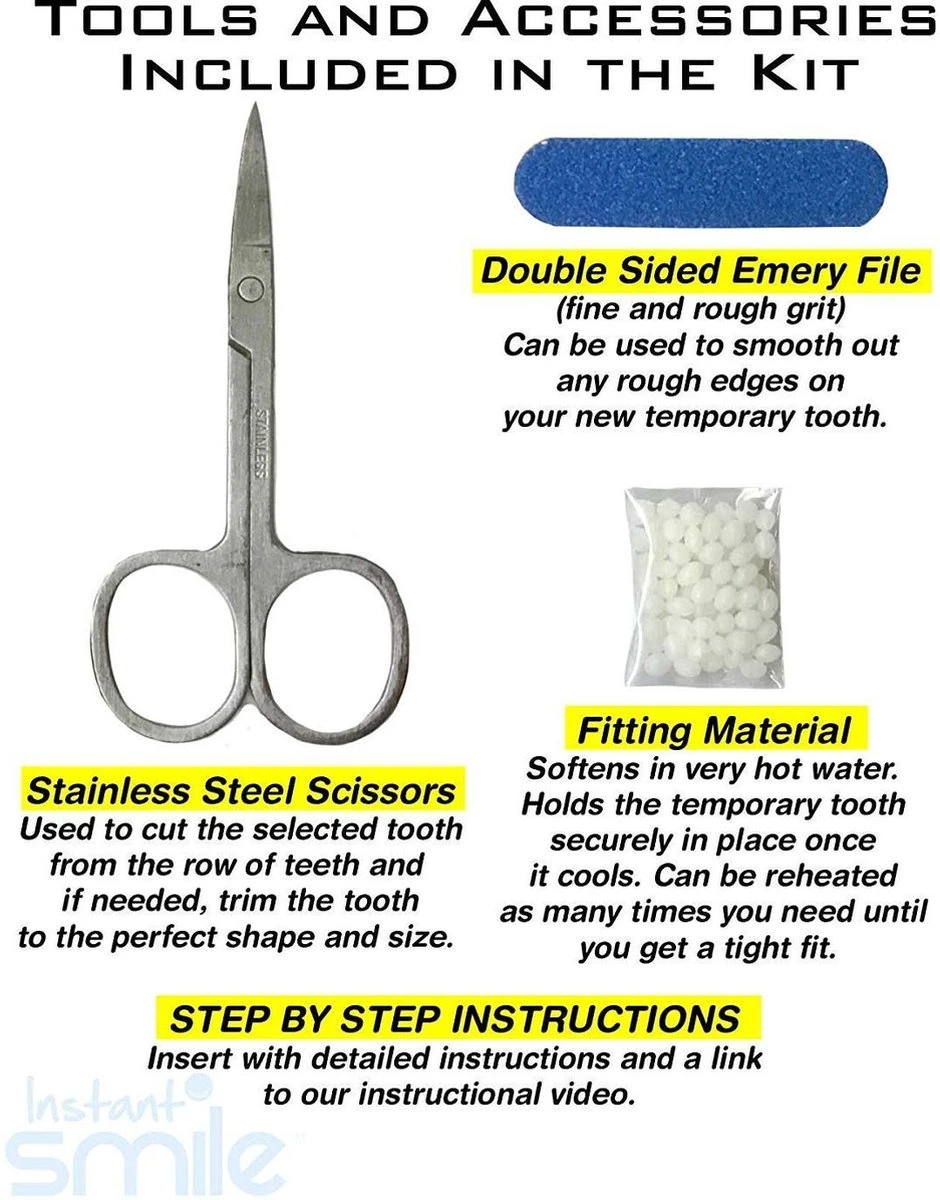 Tand Afgebroken Reparatie Kit InstantSmile Gebit (goedkope Kunstgebit) - Multi Shade 7 Tand Afgebroken Reparatie Kit InstantSmile Gebit (goedkope Kunstgebit) - Multi Shade - Afbeelding 7