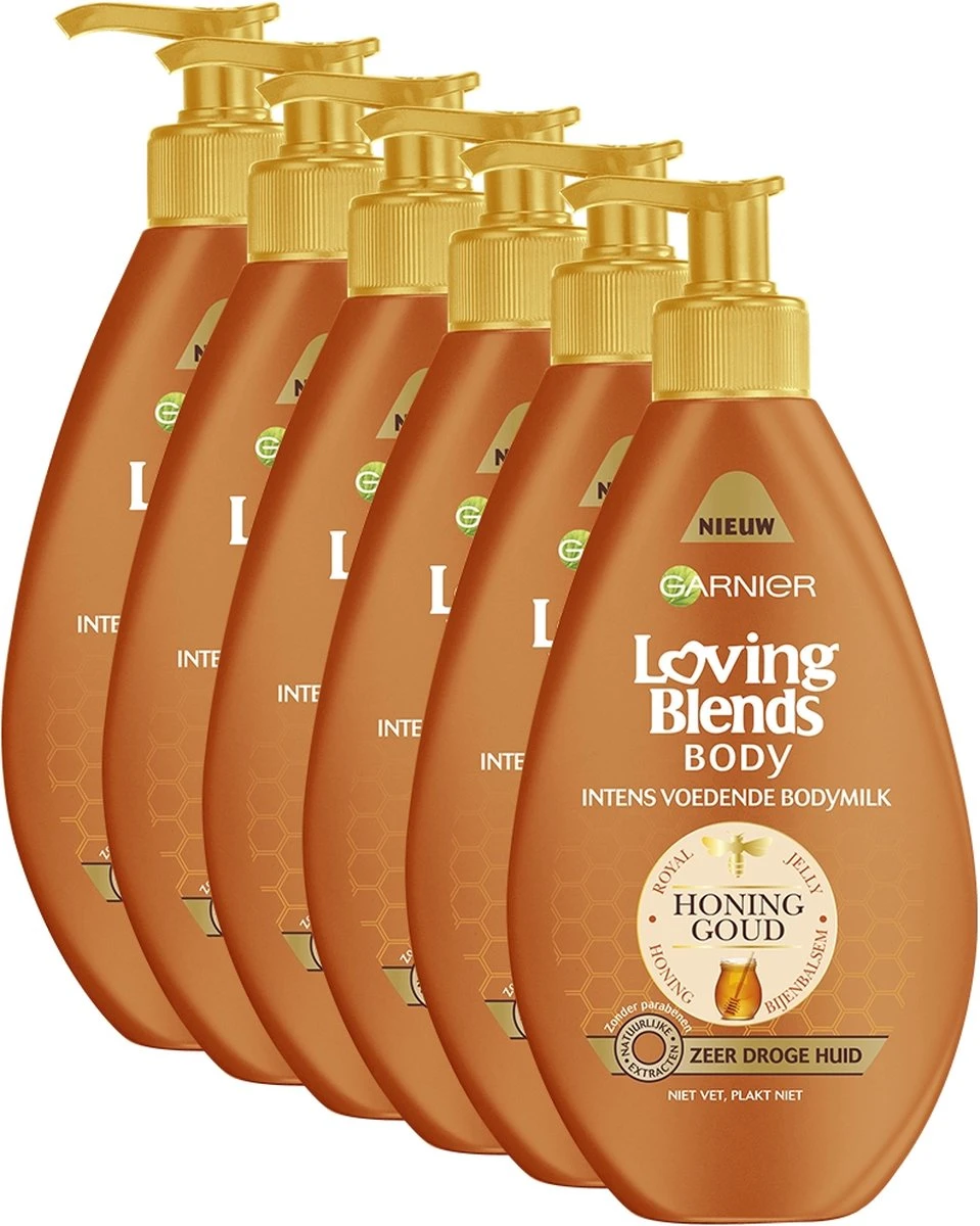Garnier Loving Blends Body Honing Goud Bodymilk - 6 X 250ml - Voordeelverpakking 1 Garnier Loving Blends Body Honing Goud Bodymilk - 6 X 250ml - Voordeelverpakking
